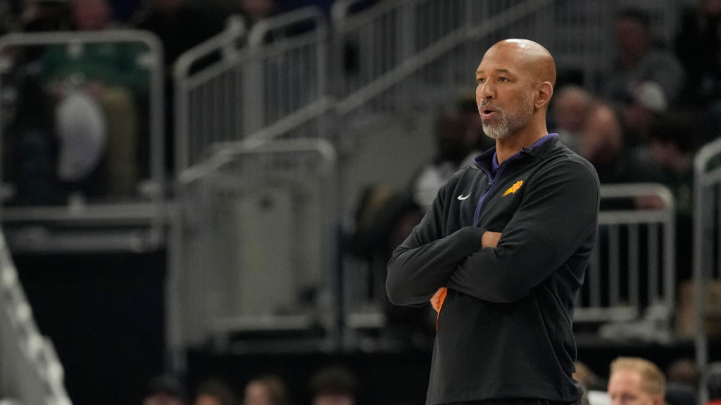 Head coach Monty Williams of the Phoenix Suns watches a play in the first half of the game against ...